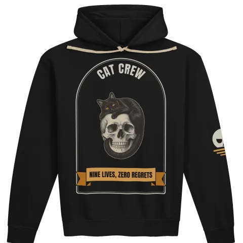 Cat Crew Skull Hoodie (Dark): Nine Lives, Zero Regrets