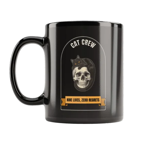 Cat Crew Skull Mug (Dark): Nine Lives, Zero Regrets