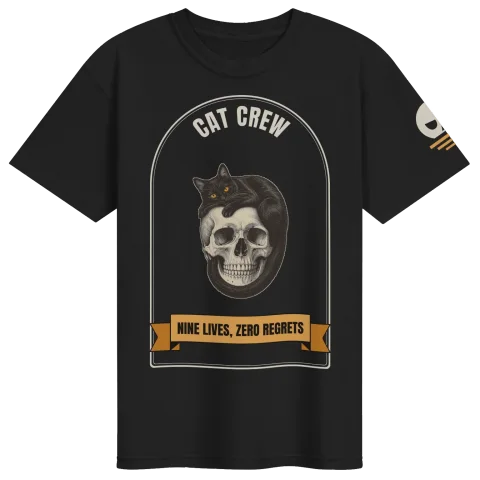 Cat Crew Skull Tee (Dark): Nine Lives, Zero Regrets