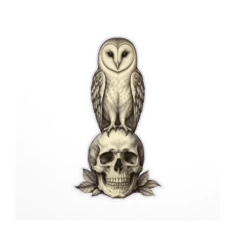 Owl and Skull Sticker