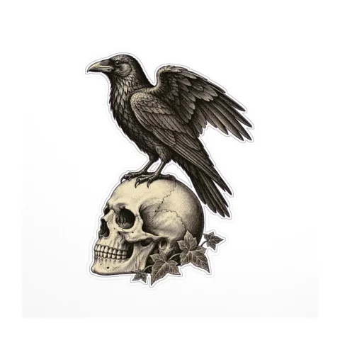 Raven and Skull Sticker