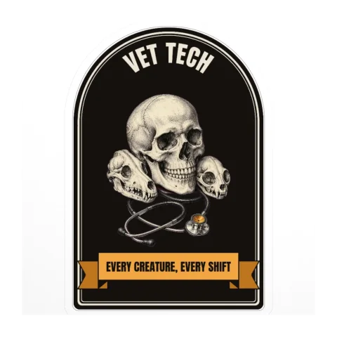 Vet Tech Skull Sticker: Every Creature, Every Shift