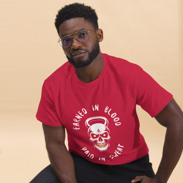 FORGED IN BLOOD PAID IN SWEAT - Kettlebell Skull Unisex Classic Tee - Image 16