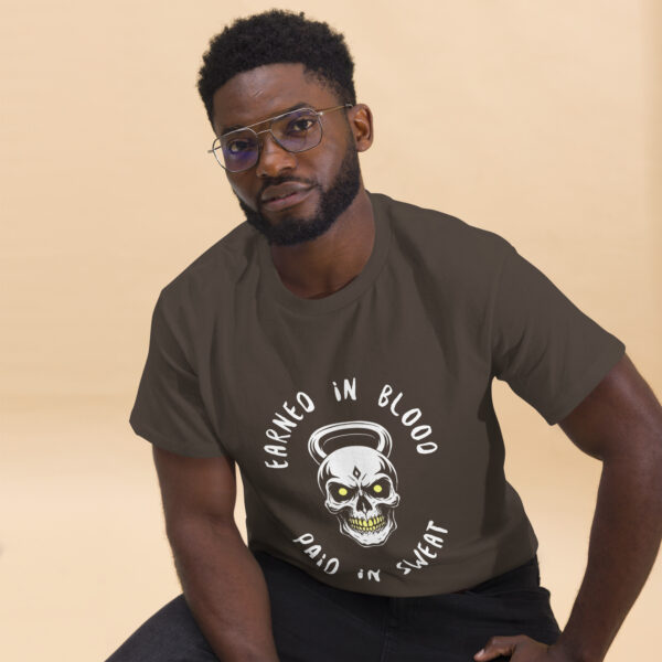 FORGED IN BLOOD PAID IN SWEAT - Kettlebell Skull Unisex Classic Tee - Image 14