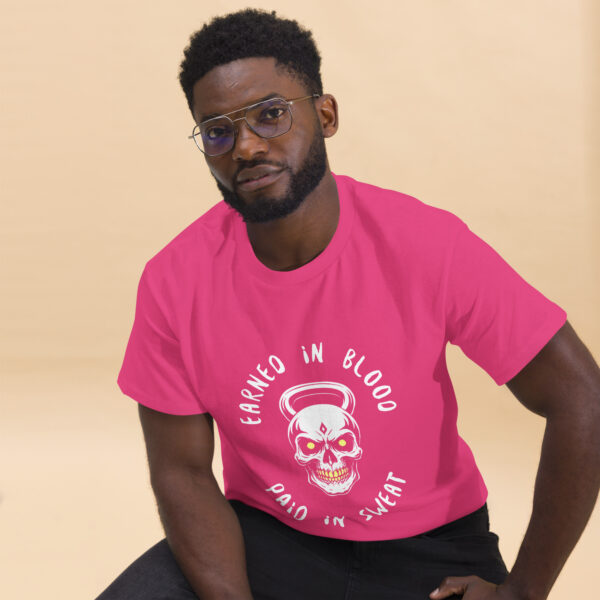 FORGED IN BLOOD PAID IN SWEAT - Kettlebell Skull Unisex Classic Tee - Image 24