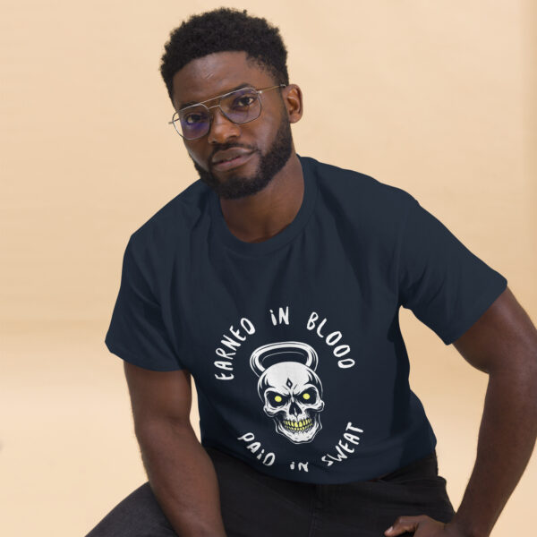 FORGED IN BLOOD PAID IN SWEAT - Kettlebell Skull Unisex Classic Tee - Image 6
