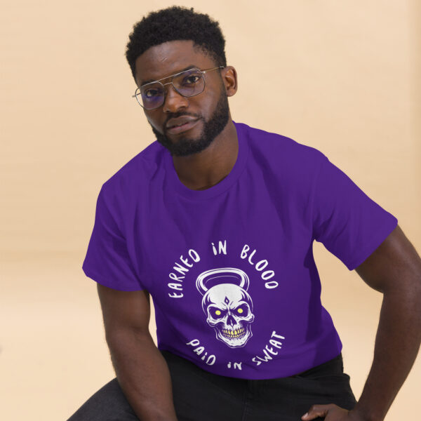FORGED IN BLOOD PAID IN SWEAT - Kettlebell Skull Unisex Classic Tee - Image 8