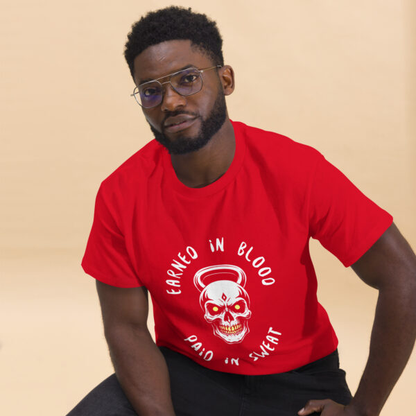 FORGED IN BLOOD PAID IN SWEAT - Kettlebell Skull Unisex Classic Tee - Image 10