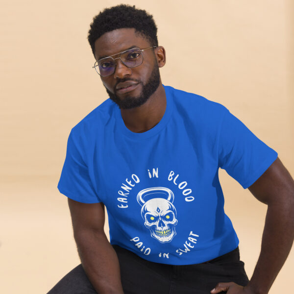 FORGED IN BLOOD PAID IN SWEAT - Kettlebell Skull Unisex Classic Tee - Image 18