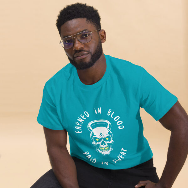 FORGED IN BLOOD PAID IN SWEAT - Kettlebell Skull Unisex Classic Tee - Image 28