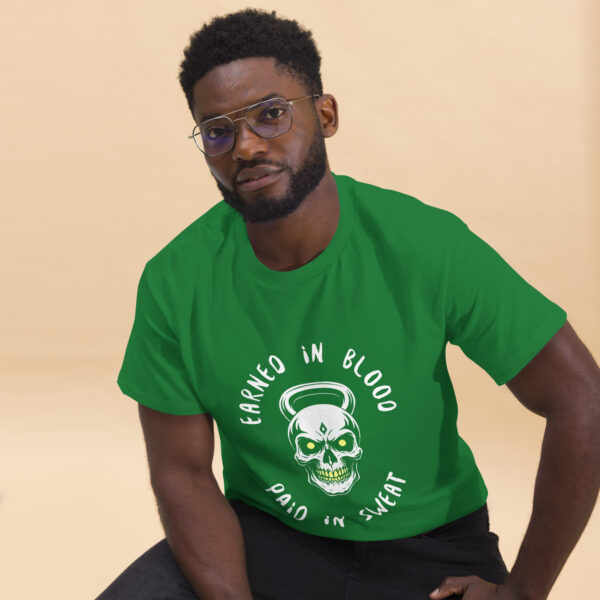 FORGED IN BLOOD PAID IN SWEAT - Kettlebell Skull Unisex Classic Tee - Image 22